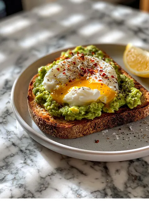 Avocado toast with a poached egg