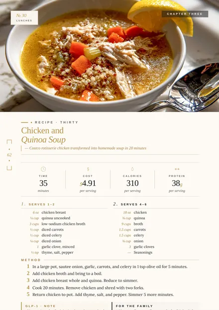 Recipe page: Chicken and Quinoa Soup