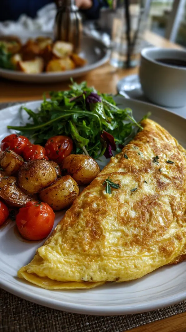 After AI food photo enhancement by BrandWorks — professional restaurant omelet photo optimized for Google Maps Orlando FL 2026, best food photographer