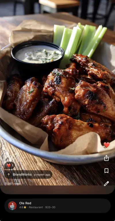 Ole Red Orlando food photo — 71,097 Google Maps views by BrandWorks content partner 2026